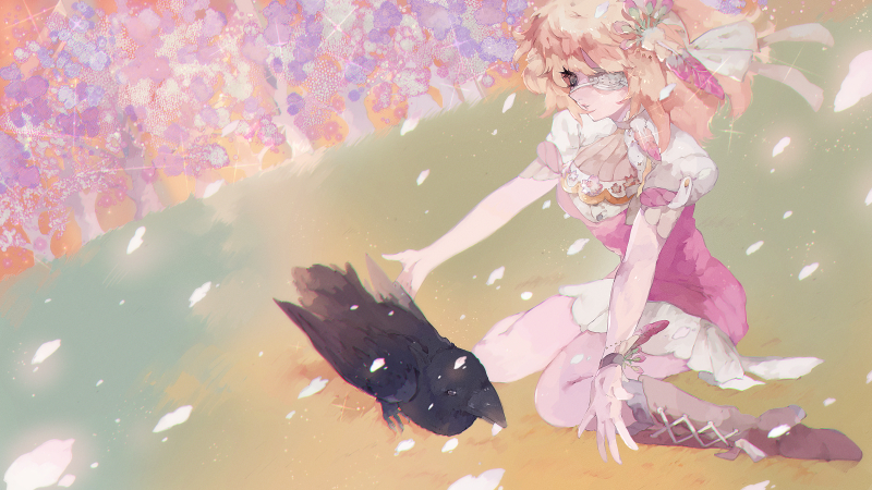 【桜】鳥少女の永遠のお花見